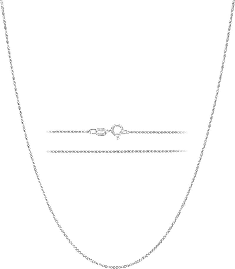 KISPER 925 Solid Sterling Silver 1mm Dainty Thin Box Chain Necklace for Women, Italian Made Tarnish Resistant Waterproof Hypoallergenic, 14 16 18 20 22 24 30 inches - Image 1